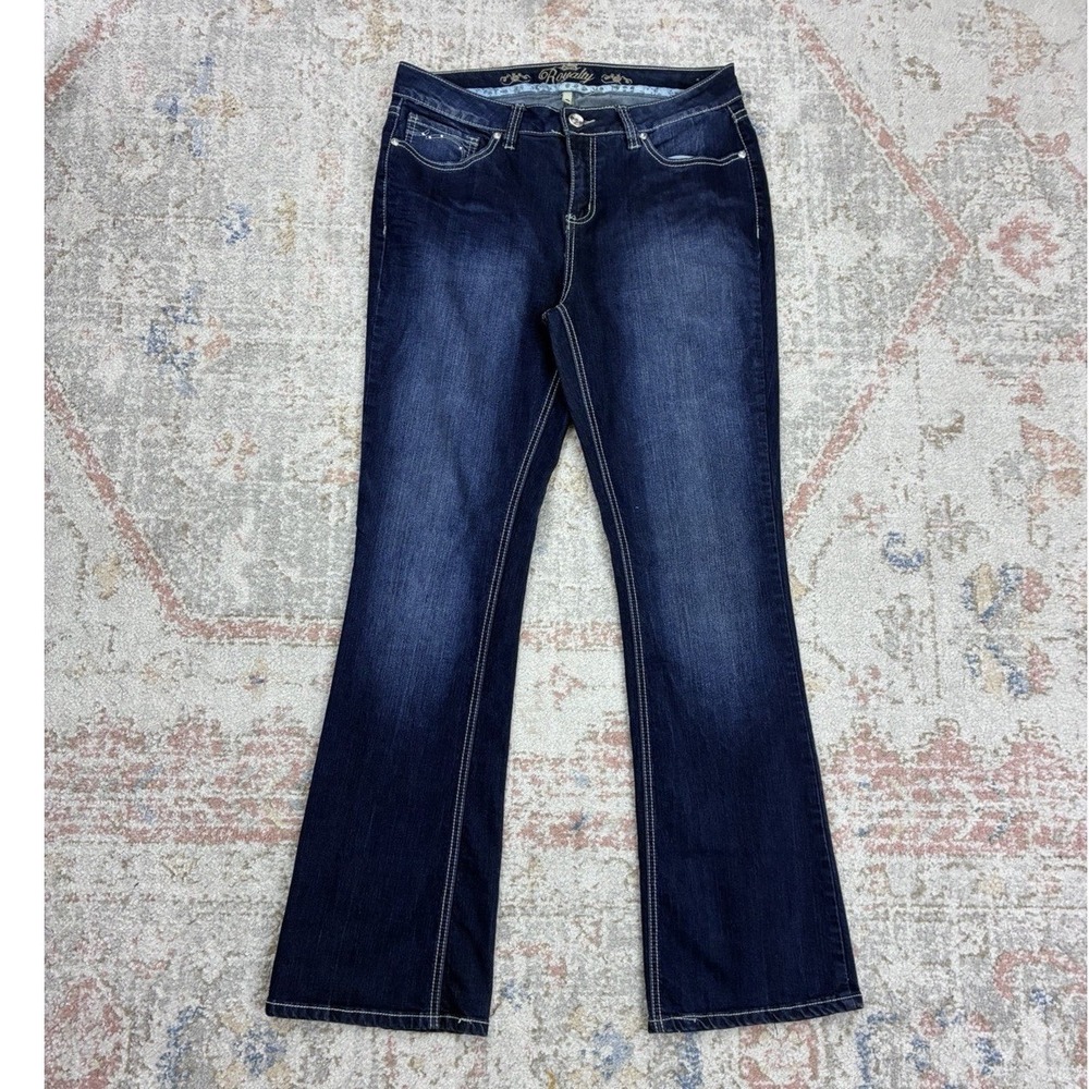Y2K Royalty by YMI Dark Wash Bootcut Denim Jeans Size 14 Western Glam Bling